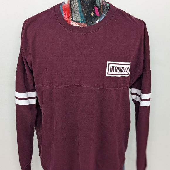 Hersheys Chocolate Long Sleeve Spell Out Purple Tshirt Size XL - Picture 2 of 9